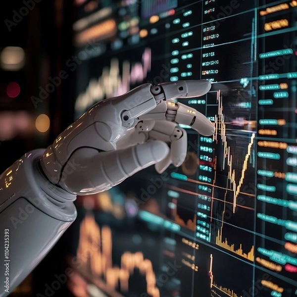 Obraz Ai technology analysis financial sector digital data visualization urban environment close-up view innovation trends