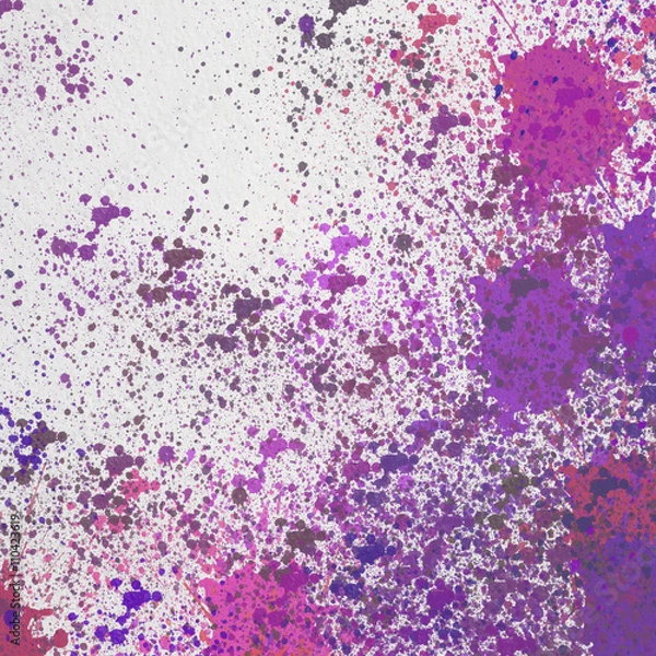 Obraz Акварельный абстрактный  цветной рисунок разноцветные пятна, разводы и брызги  на белом фоне.. Нежные весенние цвета.