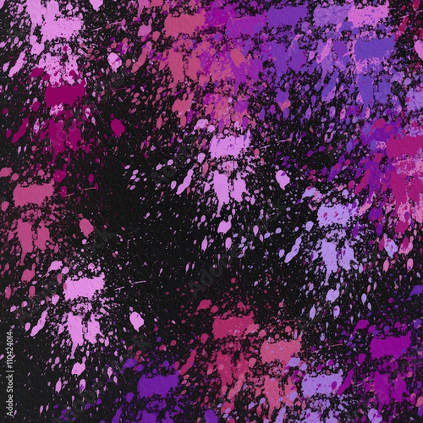 Obraz Акварельный абстрактный  цветной рисунок разноцветные пятна, разводы и брызги. Нежные весенние цвета на черном фоне