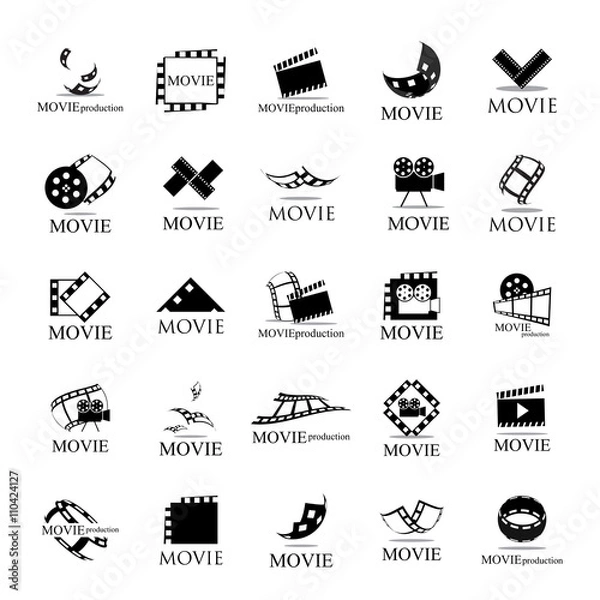 Fototapeta Movie Icons Set - Isolated On White Background. Vector Illustration, Graphic Design