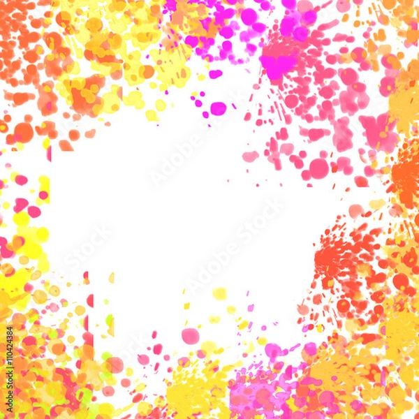 Obraz Акварельный абстрактный  цветной рисунок разноцветные пятна, разводы и брызги на белом фоне. . Нежные весенние цвета.