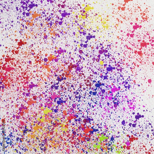 Obraz Акварельный абстрактный  цветной рисунок разноцветные пятна, разводы и брызги на белом фоне. . Нежные весенние цвета.