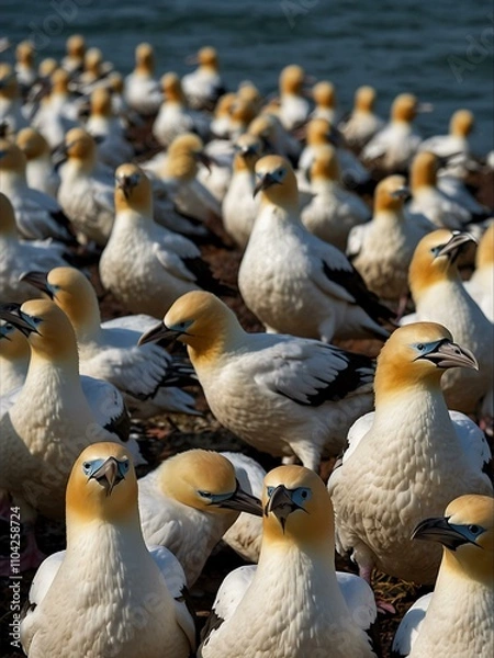 Fototapeta Basstölpel gannets on Helgoland (duplicate, reformulated).