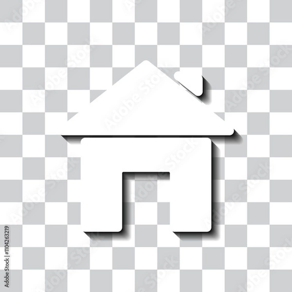 Fototapeta House simple icon vector. Flat design. White with shadow on transparent grid