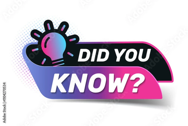 Fototapeta Did You Know label design with light bulb and rays. Logo design. Did you know with question mark, banner vector design stock illustration.
