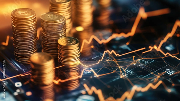 Fototapeta Energy prices rising concepts: Rising energy costs, renewable sources and finance. Photo generative AI.
