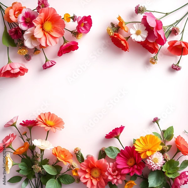Fototapeta floral minimal frame on simple background