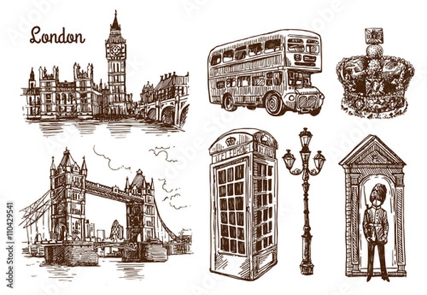 Obraz ilustracja szkic londynu