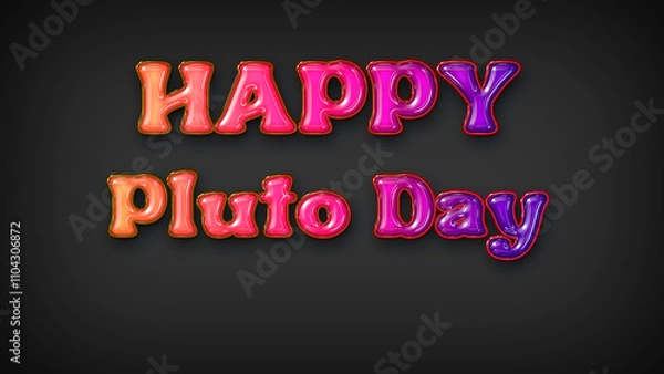 Fototapeta Happy Pluto Day with plastic effect on gray background