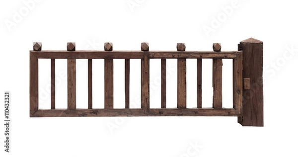 Obraz Old wooden gate on white background