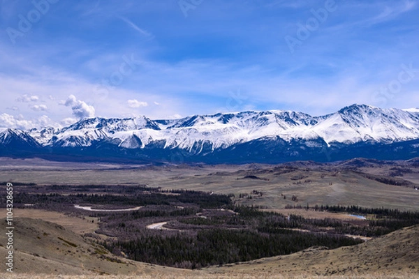 Fototapeta Severo-Chuisky ridge in Gorny Altai. Kosh-Agach district of the Altai Republic, Kuraiskaya steppe.
