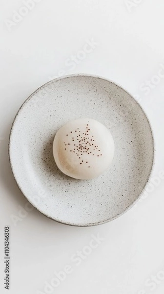 Fototapeta きれいな背景に白いデザートが載ったミニマリストな陶器の皿
