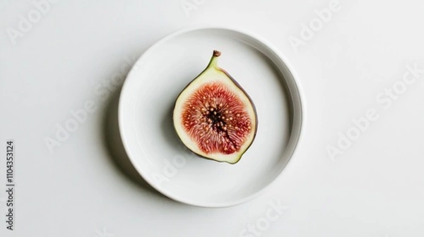 Obraz 現代的なデザインのための、きれいな白い背景に新鮮なイチジクのミニマリストな航空写真