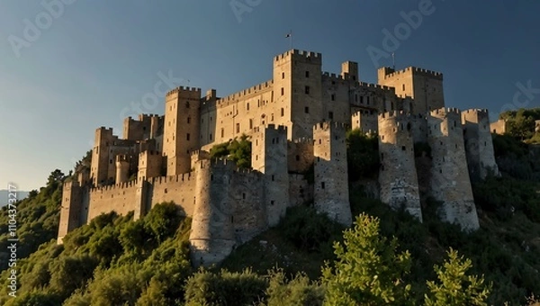 Fototapeta Castello Pandone in Venafro, historic site, Molise.