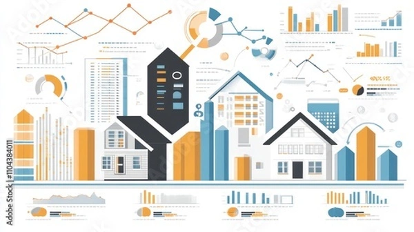 Fototapeta Real Estate Market Infographic: Data Visualization of Housing Trends and Statistics