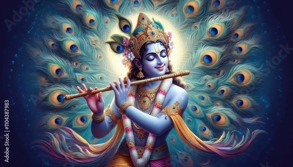 Fototapeta Lord Krishna playing a flute