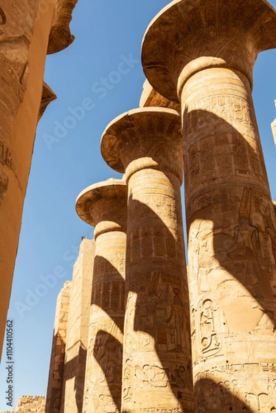 Obraz Karnak, Luxor, Egypt. Columns of the Great Hypostyle Hall at the Karnak Temple complex in Luxor