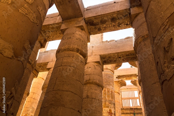 Obraz Karnak, Luxor, Egypt. Columns of the Great Hypostyle Hall at the Karnak Temple complex in Luxor