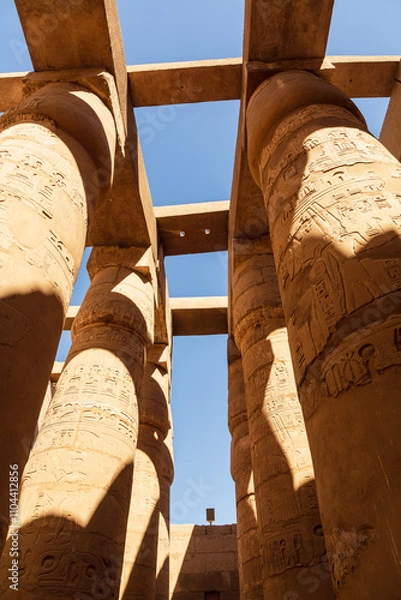 Obraz Karnak, Luxor, Egypt. Columns of the Great Hypostyle Hall at the Karnak Temple complex in Luxor