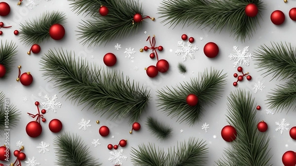 Fototapeta Christmas Background With Snowflakes And Christmas Tree