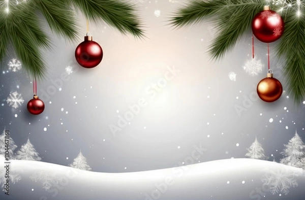 Fototapeta Christmas Background With Snowflakes And Christmas Tree