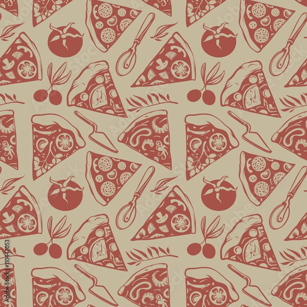 Obraz Vintage Pattern with Cuts of Pizza