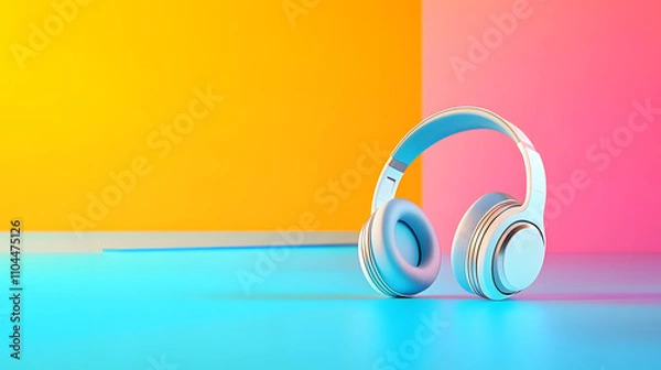 Fototapeta Vibrant Headphone Design Showcasing Colorful Background Art and Modern Aesthetics