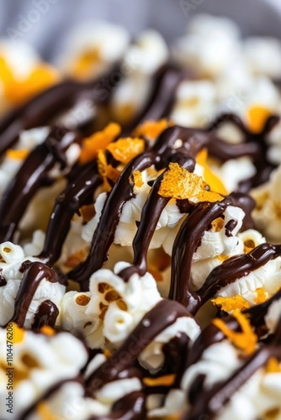 Fototapeta Close-Up Gourmet Popcorn with Creative Toppings in Minimalist Style
