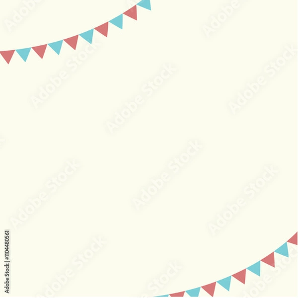 Fototapeta フラッグガーランド付きシンプルな正方形枠