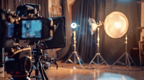 Fototapeta Professional photography studio with lighting setup