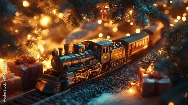 Fototapeta Here's a short description inspired by stock image descriptions, under 100 characters:  Magical Christmas scene.