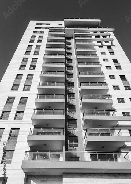 Fototapeta High-rise residential building ready for populating. Black and White