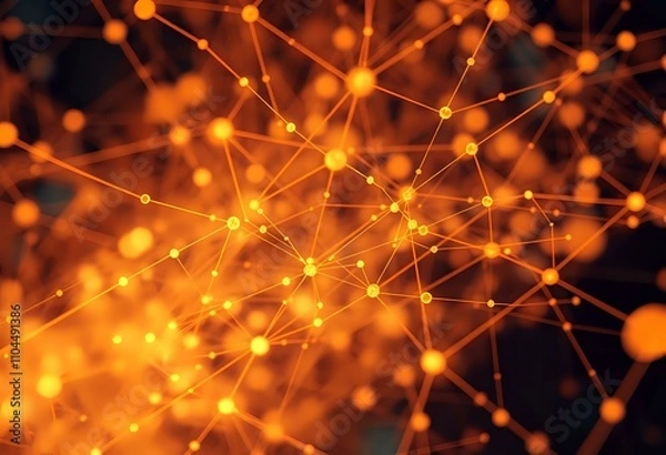 Obraz Vibrant Optical Fibre Network Art - Glowing Connections