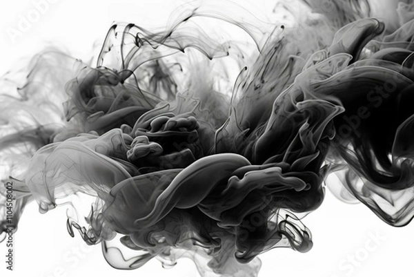 Fototapeta Abstract black smoke, white background with various natural clouds and smoke Beautiful cloudy smoke on an isolated background. soft mystery horror design, spooky background texture 