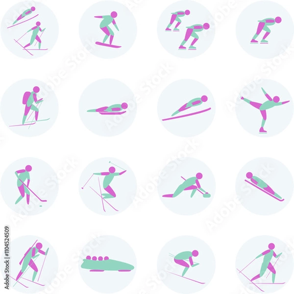 Fototapeta Set of icons. Winter set of icons. 