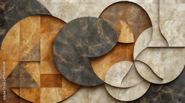 Fototapeta Abstract Geometric Pattern: Earth Tones, Natural Textures, 3D Rendering