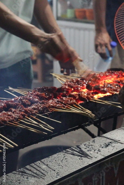 Fototapeta 발리, 여행, 관광, 자유, 음식, 고기, 꼬지, 돼지, 소, 닭, 그릴, 먹을것, 바비큐, 고기, 요리, 바비큐, 닭, 쉐프, 돼지고기, 식사, 불, 식당, 스테이크, 소고기, hot, 연기, 바비큐, 소시지, 여름, 당, hand, 로스트, 먹다, 맛있는, 허기짐, 불, 굽다,