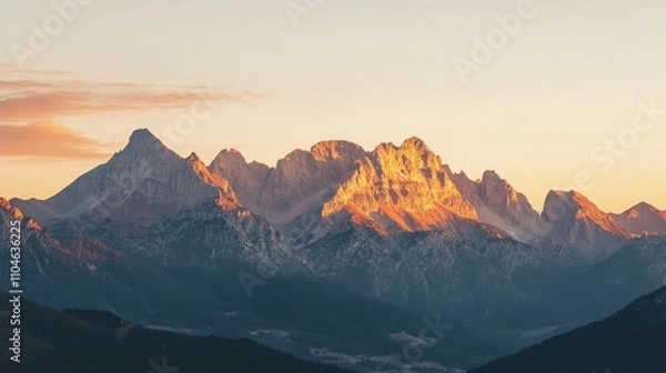 Obraz Golden Mountain Peaks at Sunset