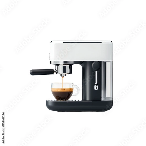 Fototapeta Experience the Art of Espresso: A Stylish Coffee Machine Brewing Rich Espresso into a Delicate Cup, Perfect for Morning Rituals and Coffee Enthusiasts Alike, Unveiling Flavorful Moments