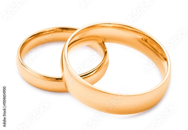 Obraz Beautiful golden wedding rings isolated on white