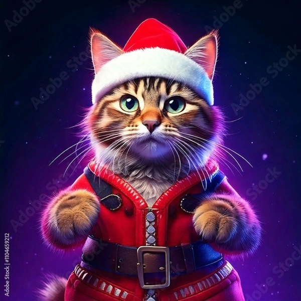 Obraz cat in christmas hat