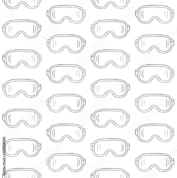 Fototapeta Vector seamless pattern of hand drawn sketch doodle outline snowboard mask isolated on white background