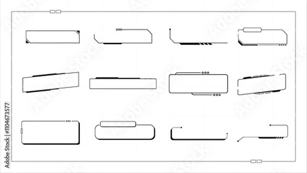 Fototapeta Futuristic modern text box. Hud callout titles. Window templates with information and warning.