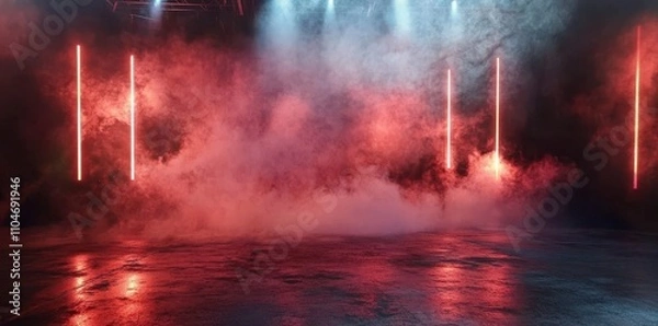 Fototapeta An atmospheric scene featuring a mysterious illuminated stage.