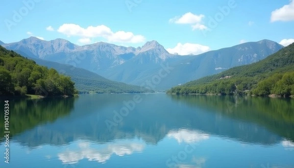 Fototapeta  Tranquil mountain lake under a clear sky