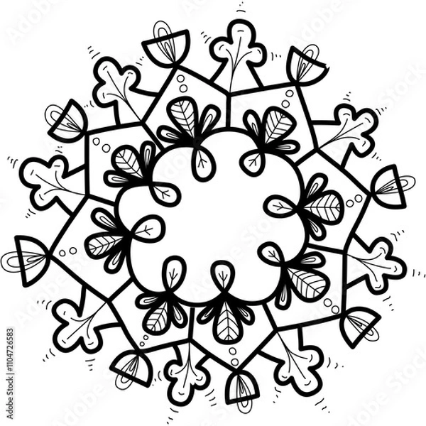 Fototapeta hand draw mandala pattern black lines vector