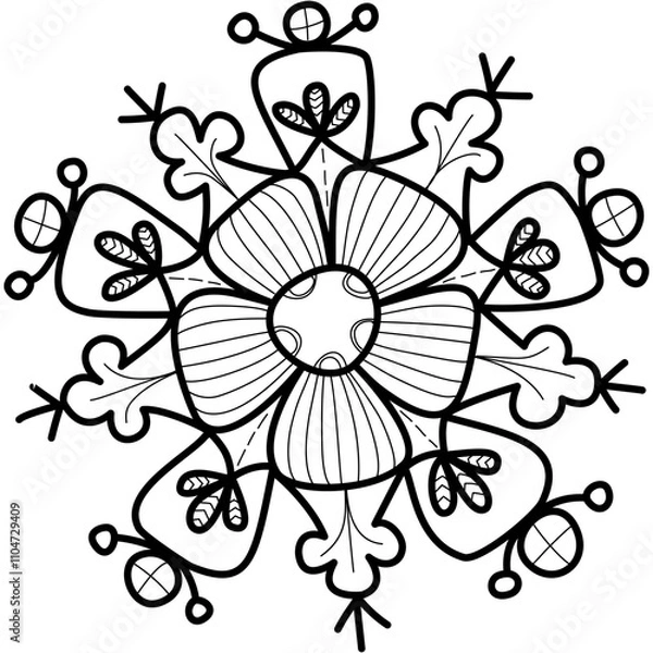 Fototapeta hand draw mandala pattern black lines vector