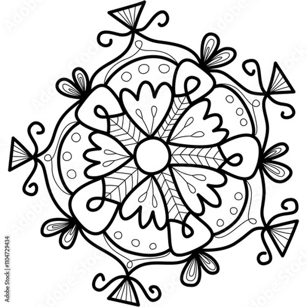Fototapeta hand draw mandala pattern black lines vector