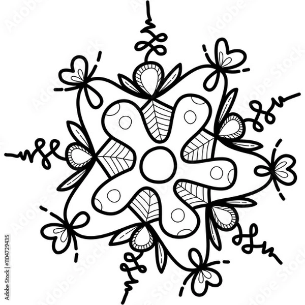 Fototapeta hand draw mandala pattern black lines vector