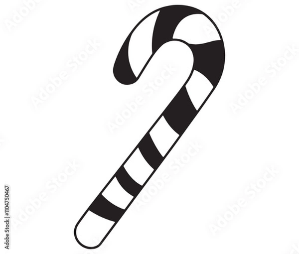 Obraz Candy cane isolated on white background, Candy cane icon